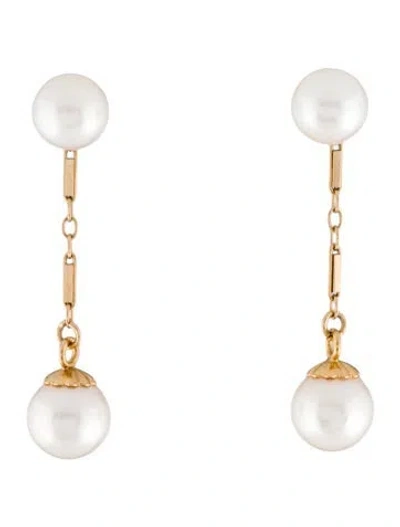 Pre-owned Earrings 14k Pearl Drop  In Multi