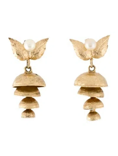 Pre-owned Earrings 14k Pearl Drop  In Multi