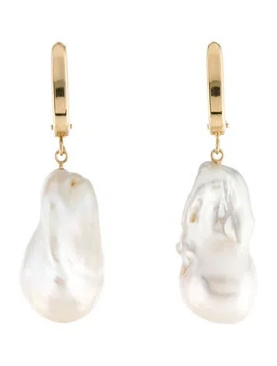 Pre-owned Earrings 14k Pearl Drop  In Multi