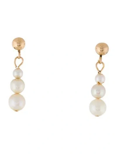 Pre-owned Earrings 14k Pearl Drop  In Multi