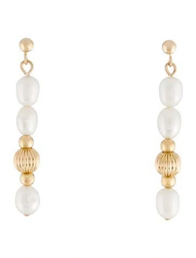 Pre-owned Earrings 14k Pearl Drop  In Multi
