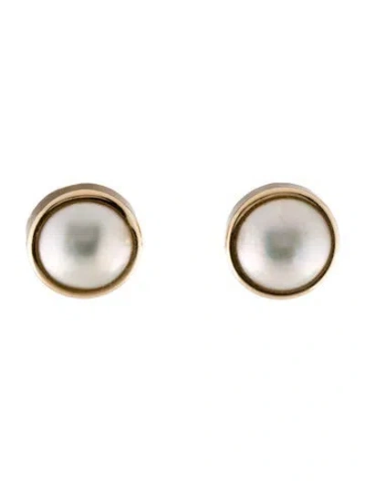 Pre-owned Earrings 14k Pearl Earclips In Multi