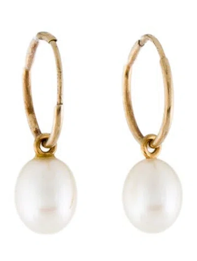 Pre-owned Earrings 14k Pearl Enhancer Hoop  In Multi