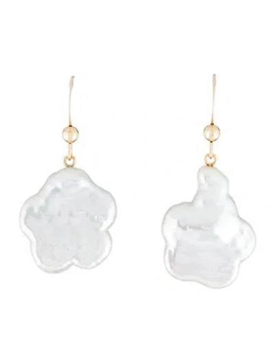 Pre-owned Earrings 14k Pearl Flower Drop  In Multi