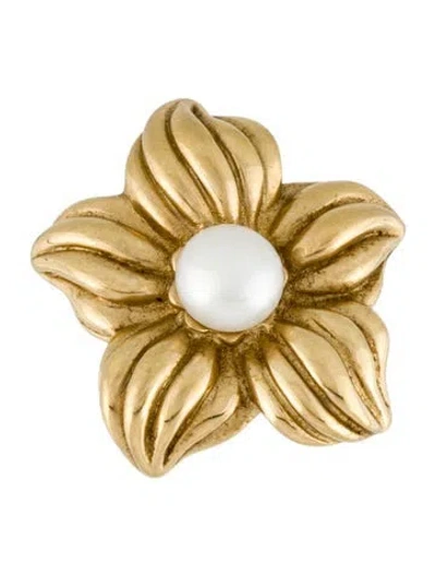 Pre-owned Earrings 14k Pearl Flower Single Stud Earring In Multi