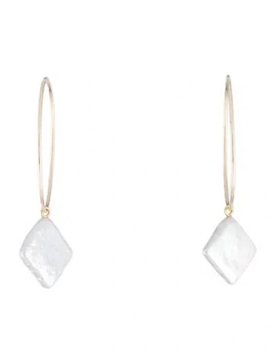 Pre-owned Earrings 14k Pearl Square Drop  In Multi