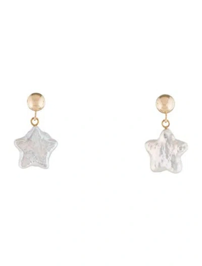 Pre-owned Earrings 14k Pearl Star Drop  In Multi