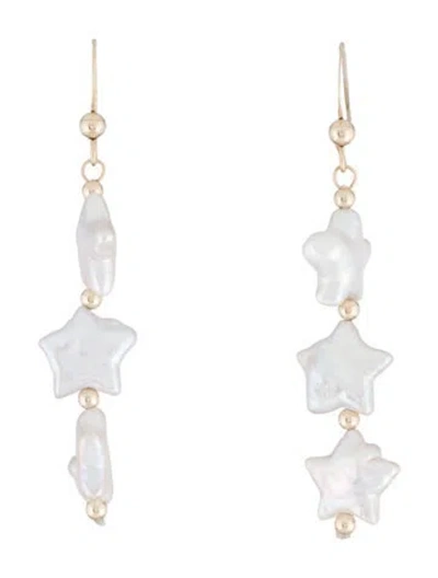Pre-owned Earrings 14k Pearl Star Drop  In Multi