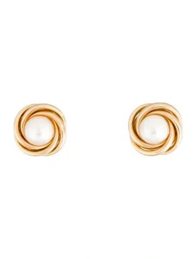 Pre-owned Earrings 14k Pearl Stud  In Multi