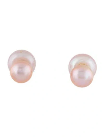 Pre-owned Earrings 14k Pearl Stud  In Multi