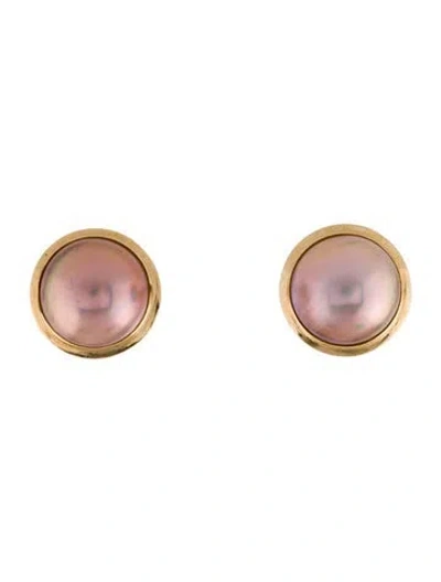 Pre-owned Earrings 14k Pearl Stud  In Multi