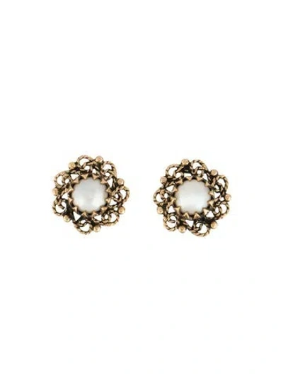 Pre-owned Earrings 14k Pearl Stud  In Multi