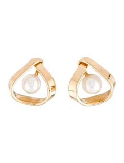 Pre-owned Earrings 14k Pearl Stud  In Multi