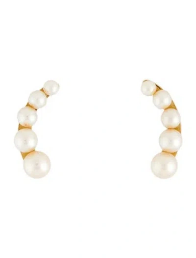 Pre-owned Earrings 14k Pearl Stud  In Multi