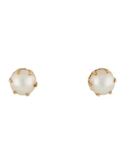 Pre-owned Earrings 14k Pearl Stud  In Multi