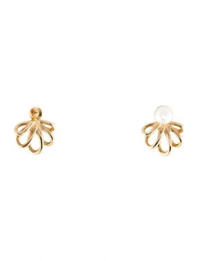 Pre-owned Earrings 14k Pearl Stud  In Multi