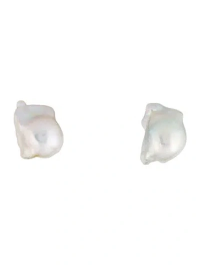 Pre-owned Earrings 14k Pearl Stud  In Multi