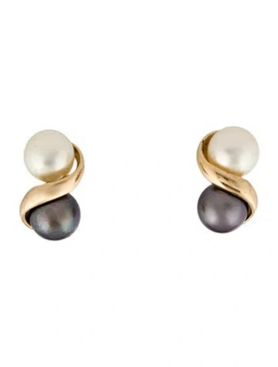 Pre-owned Earrings 14k Pearl Stud  In Multi