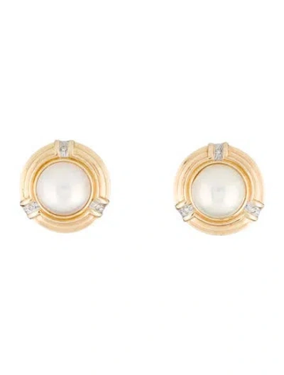 Pre-owned Earrings 14k Pearl Stud  In Multi