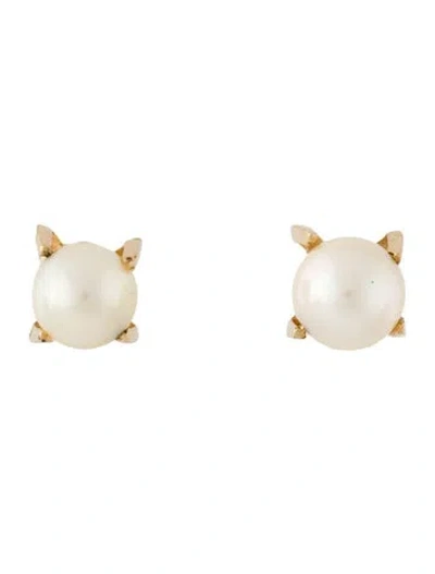 Pre-owned Earrings 14k Pearl Stud  In Multi