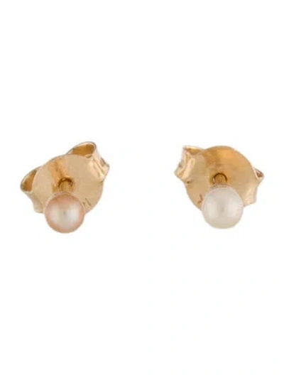 Pre-owned Earrings 14k Pearl Stud  In Multi