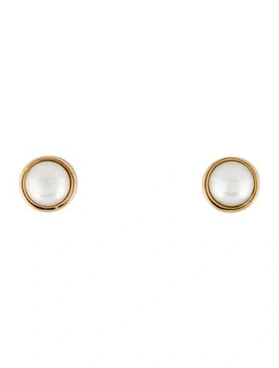 Pre-owned Earrings 14k Pearl Stud  In Multi
