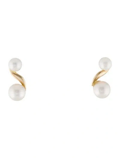Pre-owned Earrings 14k Pearl Stud  In Multi