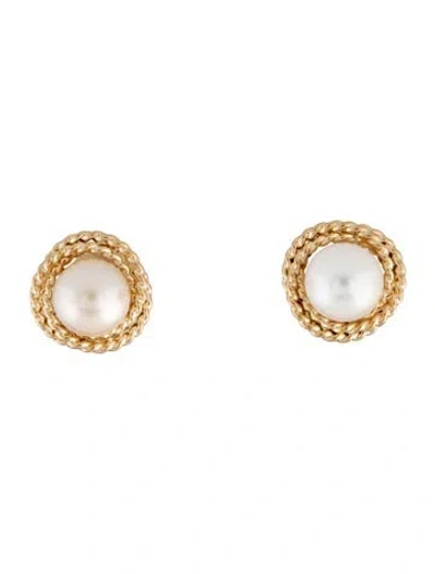 Pre-owned Earrings 14k Pearl Stud  In Multi