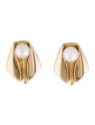Pre-owned Earrings 14k Pearl Stud  W/ 14k Earring Enhancers In Multi