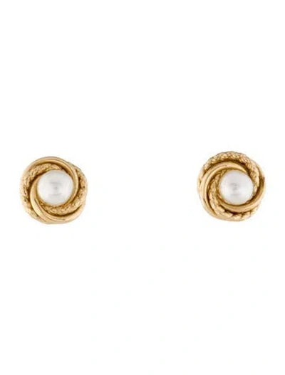 Pre-owned Earrings 14k Pearl Swirl Stud  In Multi
