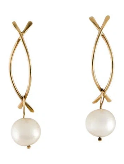 Pre-owned Earrings 14k Pearl Waterfall Drop  In Multi