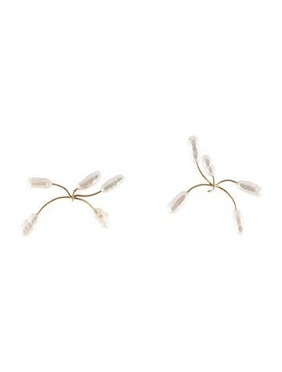Pre-owned Earrings 14k Pearl Wire Stud  In Multi