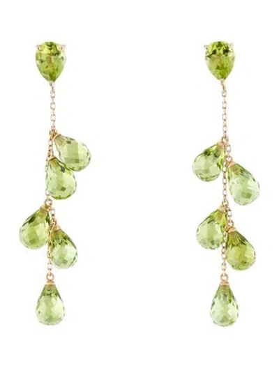 Pre-owned Earrings 14k Peridot Drop  In Multi