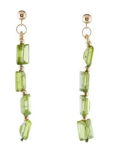 Pre-owned Earrings 14k Peridot Drop  In Multi
