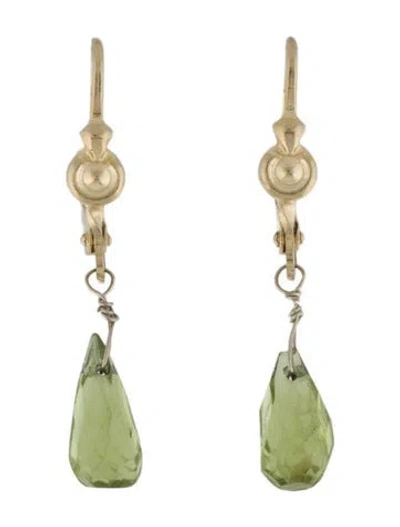 Pre-owned Earrings 14k Peridot Drop  In Multi