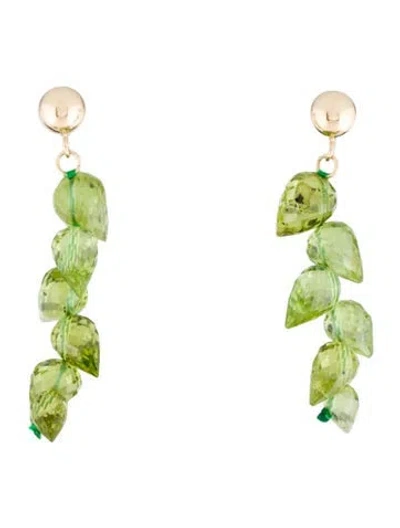 Pre-owned Earrings 14k Peridot Drop  In Multi