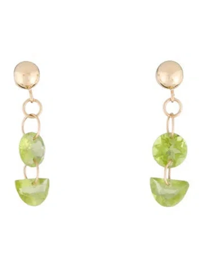 Pre-owned Earrings 14k Peridot Drop  In Multi