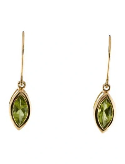 Pre-owned Earrings 14k Peridot Drop  In Multi