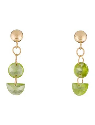 Pre-owned Earrings 14k Peridot Drop  In Multi