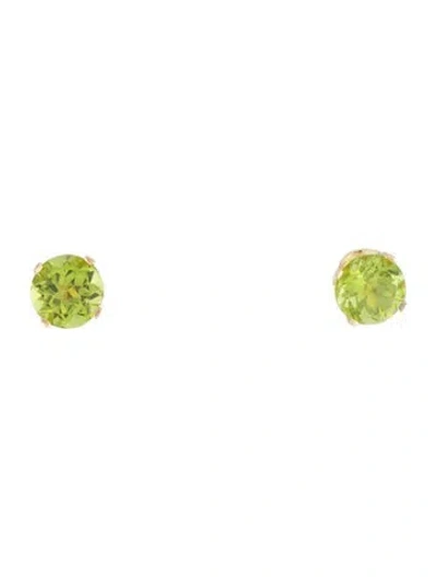 Pre-owned Earrings 14k Peridot Stud  In Multi