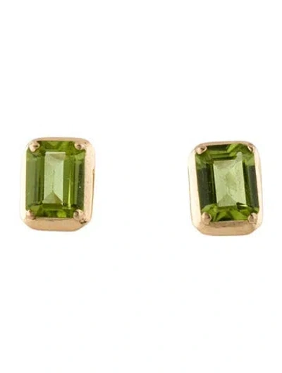 Pre-owned Earrings 14k Peridot Stud  In Multi