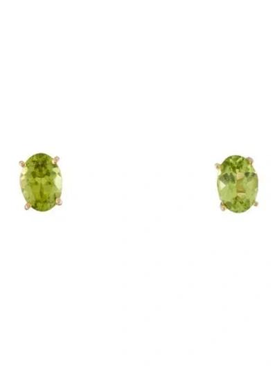 Pre-owned Earrings 14k Peridot Stud  In Multi