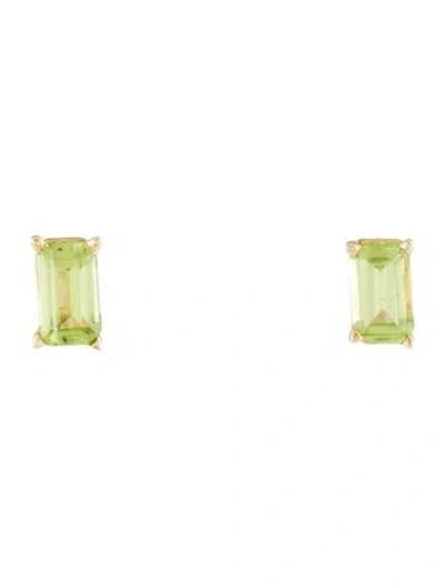 Pre-owned Earrings 14k Peridot Stud  In Multi