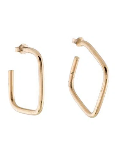 Pre-owned Earrings 14k Polished Square Hoop In Multi