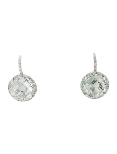 Pre-owned Earrings 14k Prasiolite & Diamond Halo Drop  In Multi