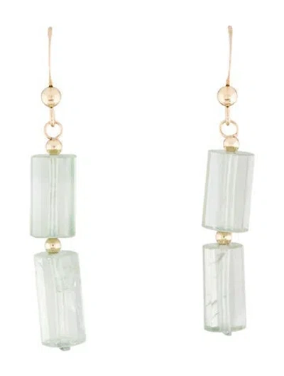Pre-owned Earrings 14k Prasiolite Drop  In Multi