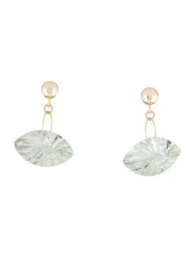 Pre-owned Earrings 14k Prasiolite Drop  In Multi