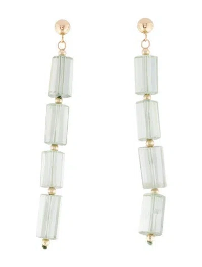 Pre-owned Earrings 14k Prasiolite Drop  In Multi