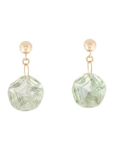 Pre-owned Earrings 14k Prasiolite Drop  In Multi