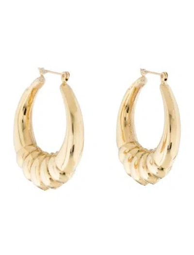 Pre-owned Earrings 14k Puffed Hoop  In Multi